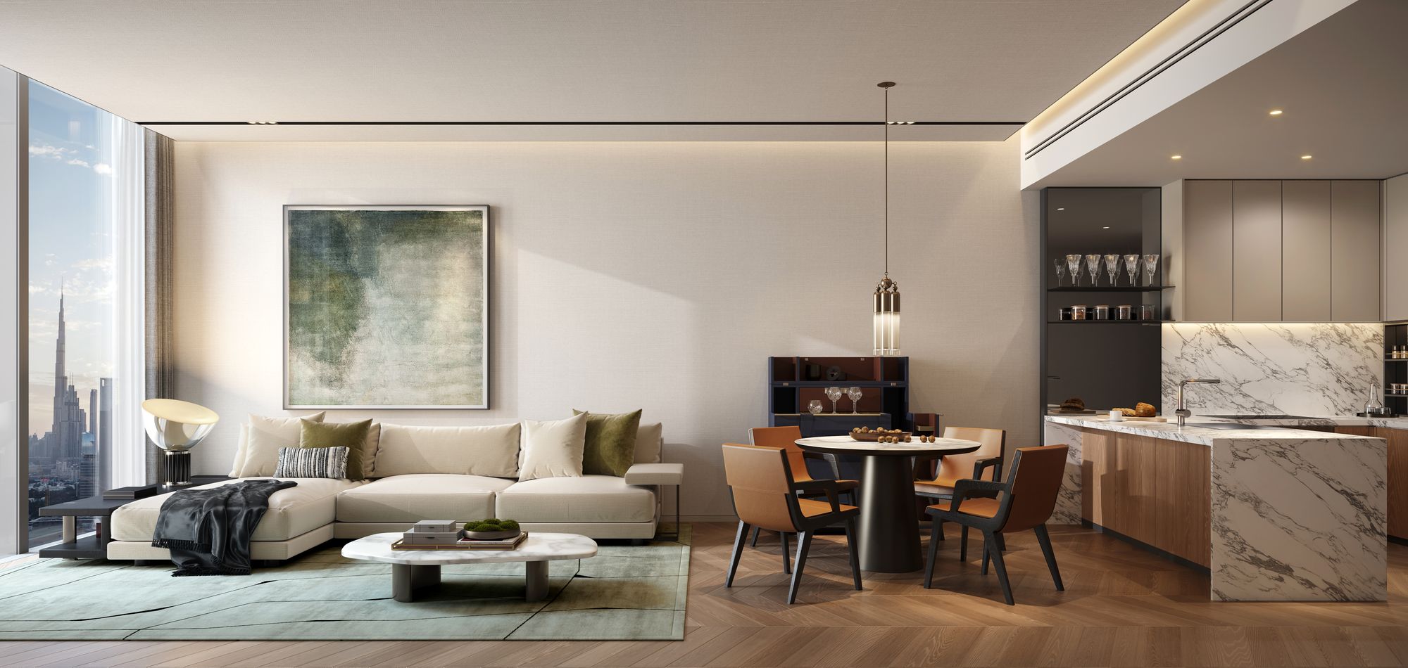 Typical 1-bedroom floor plan at Jumeirah Residences Emirates Towers