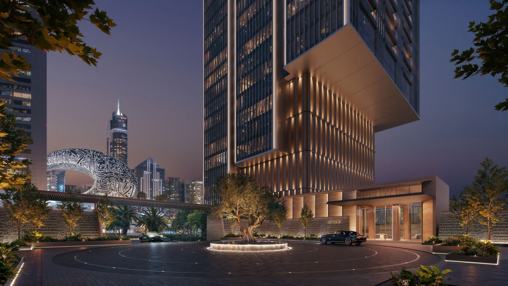 Architectural Render of Jumeirah Residences Emirates Towers Exterior