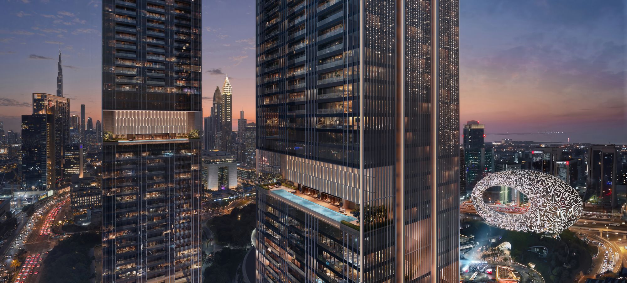 Architectural rendering of Jumeirah Residences Emirates Towers